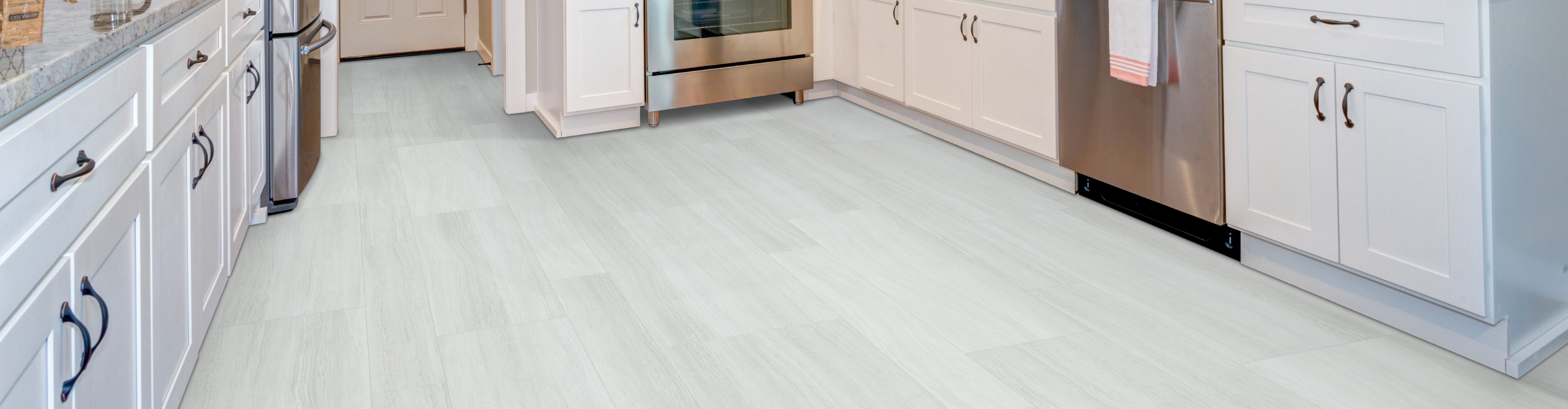 White Vinyl Flooring in Kitchen