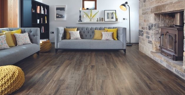 Vinyl Plank Flooring in Transitional Living Room